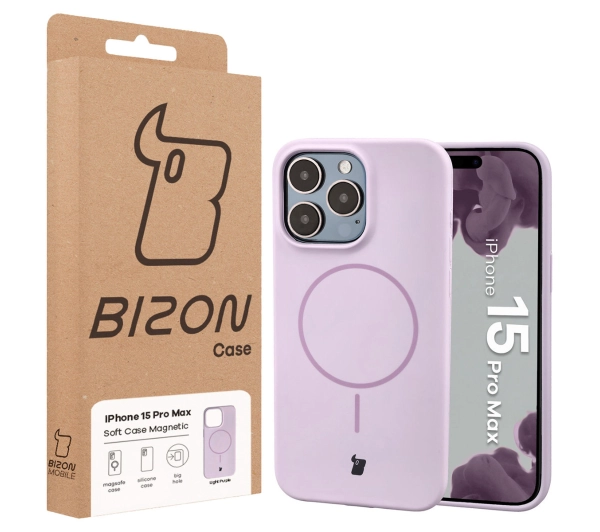 Bizon Soft z MagSafe do Apple iPhone 15 Pro Max Fioletowy