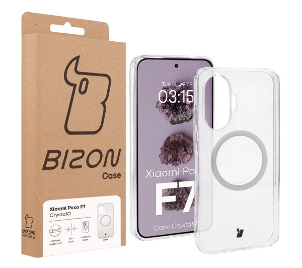 Bizon CrystalO z MagSafe do Xiaomi POCO F7 Przezroczyste