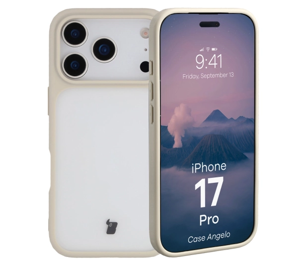 Bizon Angelo do Apple iPhone 17 Pro z beżową ramką