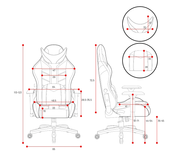 Diablo Chairs X-Ray 2.0 Small do 90kg Skóra ECO Biało-różowy - Kup na Raty - RRSO 0%
