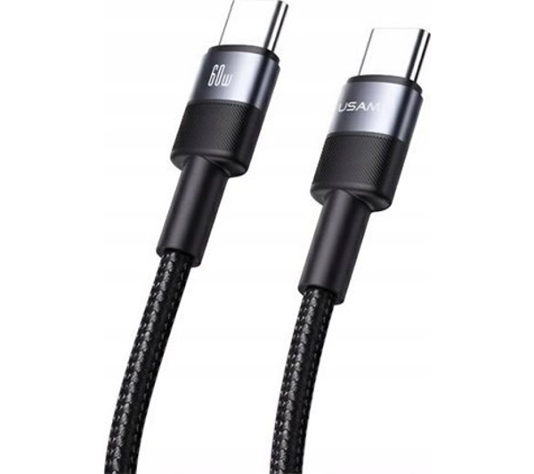 USAMS SY Series Aluminum Alloy Data Cable USB-C do USB-C 60W 1.2m Czarny