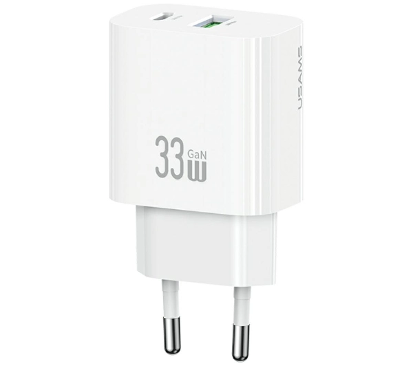 USAMS CC317 T65 33W 1x USB-C 1x USB-A Fast Charging Biały
