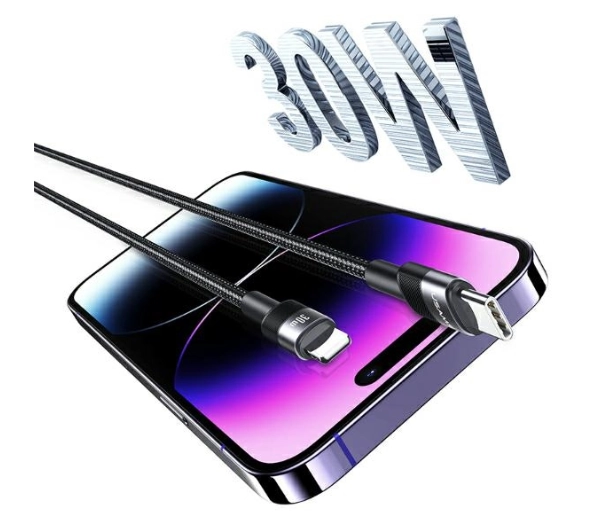 USAMS US-SJ729 USB-C do Lightning 30W 1,2m Czarny