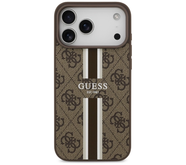 Guess 4G Printed Stripes MagSafe do iPhone 17 Pro Max Brązowy
