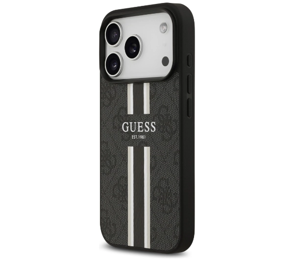 Guess 4G Printed Stripes MagSafe do iPhone 17 Pro Czarny