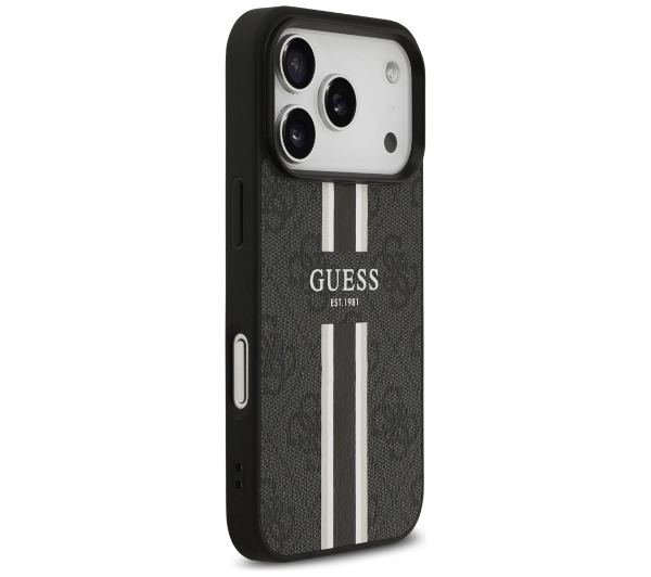 Guess 4G Printed Stripes MagSafe do iPhone 17 Pro Czarny