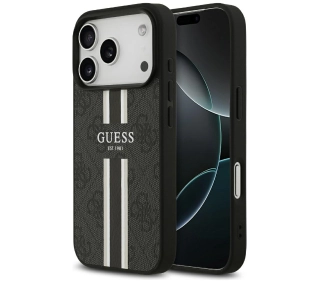 Guess 4G Printed Stripes MagSafe do iPhone 17 Pro Czarny