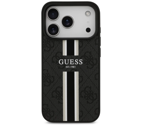 Guess 4G Printed Stripes MagSafe do iPhone 17 Pro Czarny