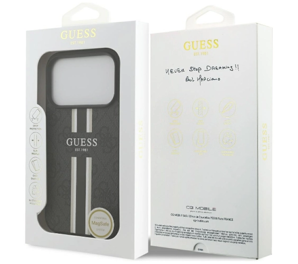 Guess 4G Printed Stripes MagSafe do iPhone 17 Pro Czarny