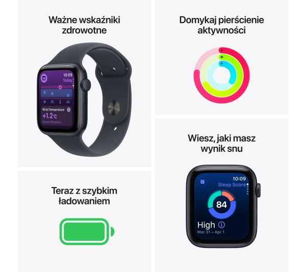 Apple Watch SE 3gen GPS koperta 40mm z aluminium Księżycowa poświata pasek sportowy Księżycowa poświata M/L - ⚡ BESTSELLERY ⚡ - Kup na Raty - RRSO 0%