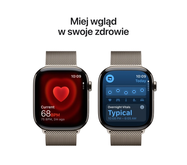 Apple Watch Series 11 GPS + Cellular 46mm Tytan Naturalny Bransoleta mediolańska Naturalny M/L - Kup na Raty - RRSO 0%