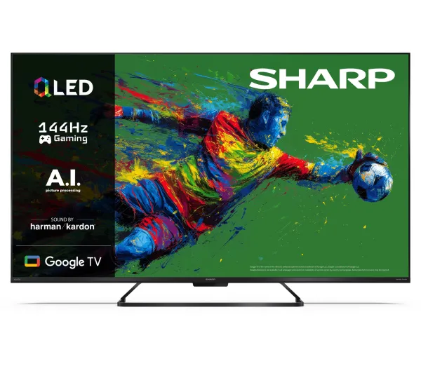 Sharp 55HR8765E 55" QLED 4K 144Hz Google TV Funkcje AI Dolby Vision IQ Dolby Atmos DTS-X HDMI 2.1 DVB-T2