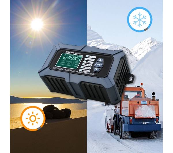 Qoltec 52488 Inteligentna mikroprocesorowa z testerem baterii i funkcją naprawy 12V / 6A Prostownik do akumulatora AGM
