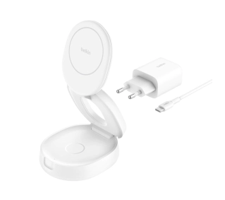 Belkin 2w1 składana Qi2 15W zasilacz 30W Biały