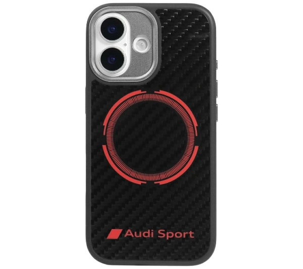 AUDI RSQ Carbon Fiber Sport Red Circle MagSafe do iPhone 17 Czarny