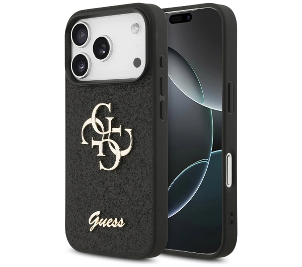 Guess Fixed Glitter Big 4G do iPhone 17 Pro Czarny