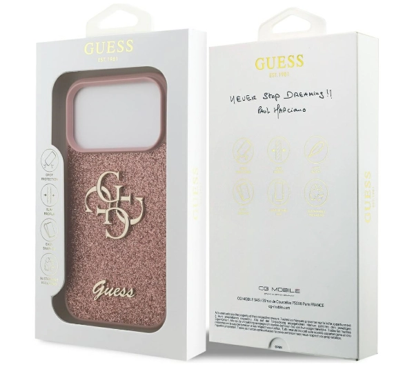 Guess Fixed Glitter Big 4G do iPhone 17 Pro różowy