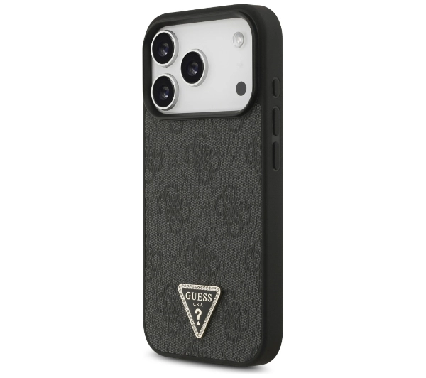 Guess Leather 4G Triangle Strass MagSafe do iPhone 17 Pro czarny