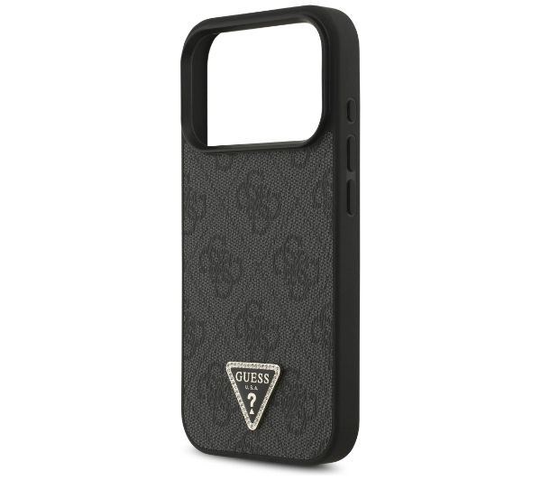 Guess Leather 4G Triangle Strass MagSafe do iPhone 17 Pro czarny