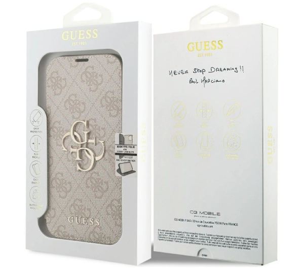 Guess Book 4G Metal Logo do iPhone 17 Pro Różowy