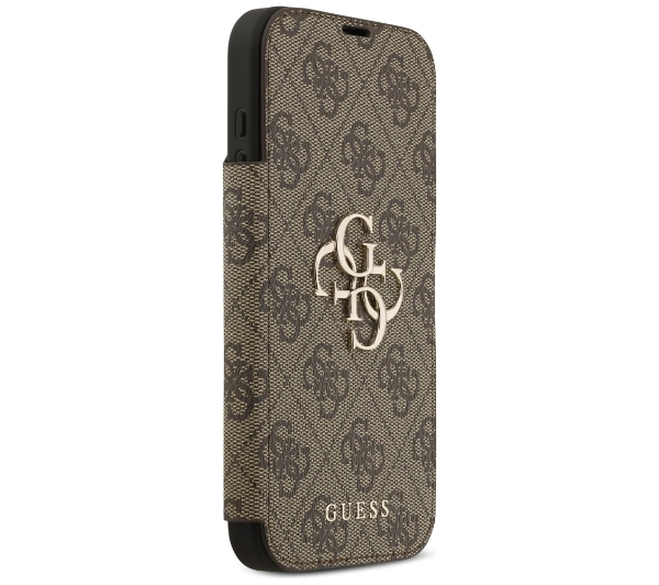 Guess Book 4G Metal Logo do iPhone 17 Pro Max Brązowy