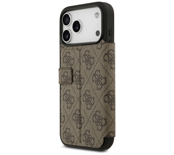 Guess Book 4G Metal Logo do iPhone 17 Pro Max Brązowy