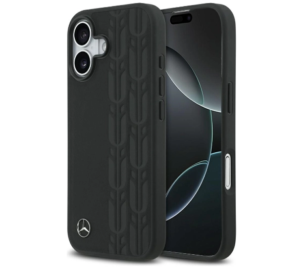 Mercedes-Benz Leather Laurel Leaves MagSafe do iPhone 17 czarny