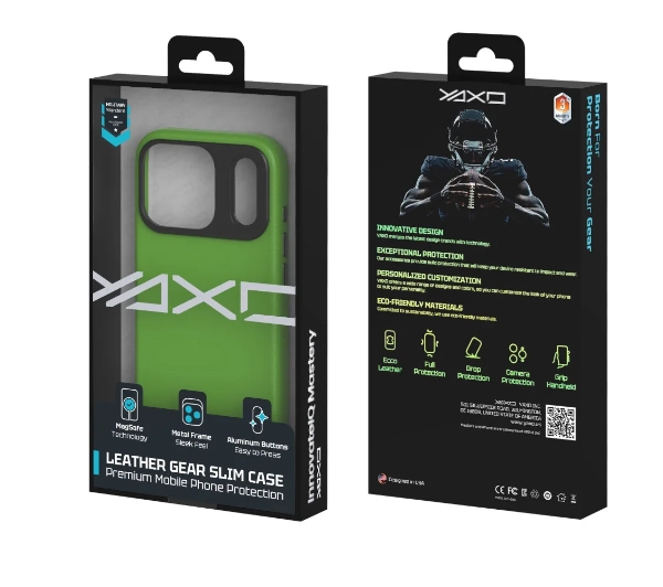 Yaxo Leather Gear Slim Case MagSafe do iPhone 17 Pro Zielony