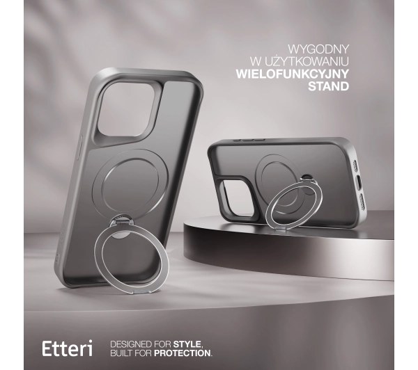 Etteri Matt Mag Ring do iPhone 15 Pro Szary