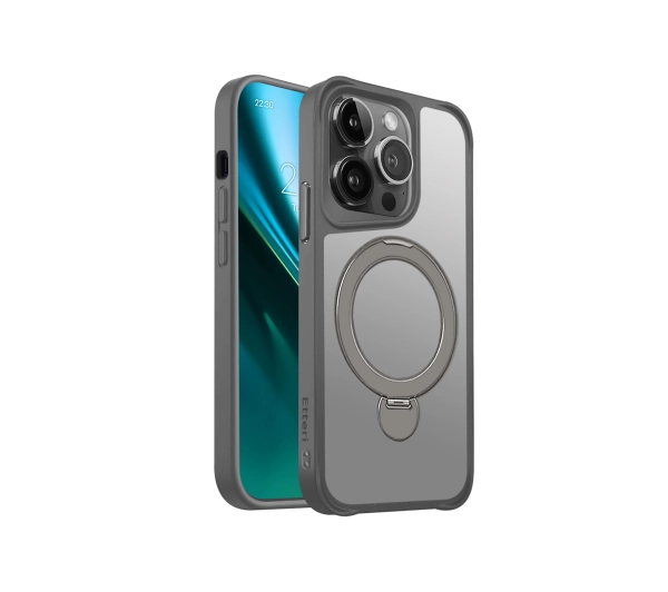 Etteri Matt Mag Ring do iPhone 15 Pro Szary