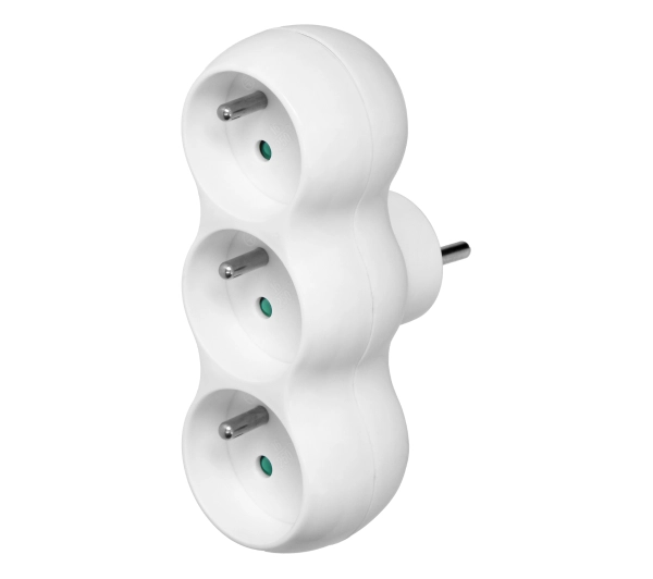 Orno OR-AE-13251 "Bałwanek" z wtyczką centralną, 3 gniazda Biały