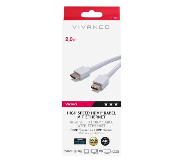 Vivanco 47165 High Speed HDMI 2m Biały