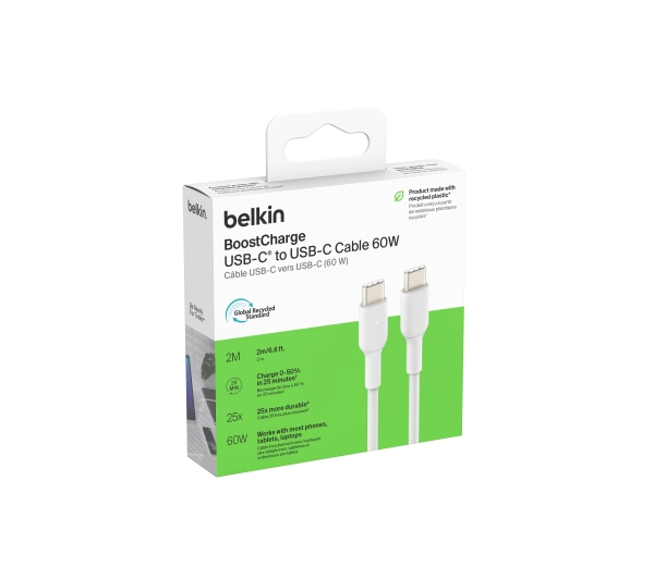 Belkin BoostCharge USB-C do USB-C 60W 2m Biały
