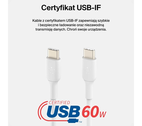 Belkin BoostCharge USB-C do USB-C 60W 2m Biały