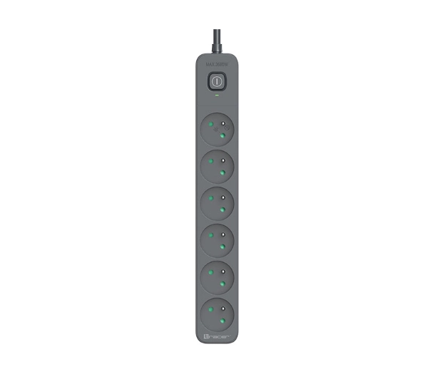 Tracer TRALIS47025 Power Line+ 6 Gniazd 1,8m Grafitowy