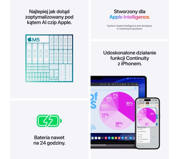 Apple MacBook Pro 2025 14,2" M5 24GB RAM 1TB Dysk macOS Gwiezdna Czerń Funkcje AI - Kup na Raty - RRSO 0%