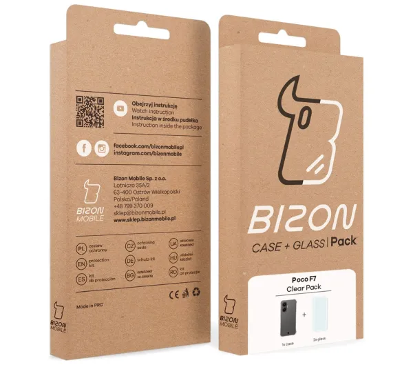 Bizon elastyczne etui Salpa + 2x szkło hartowane Clear Pack do POCO F7