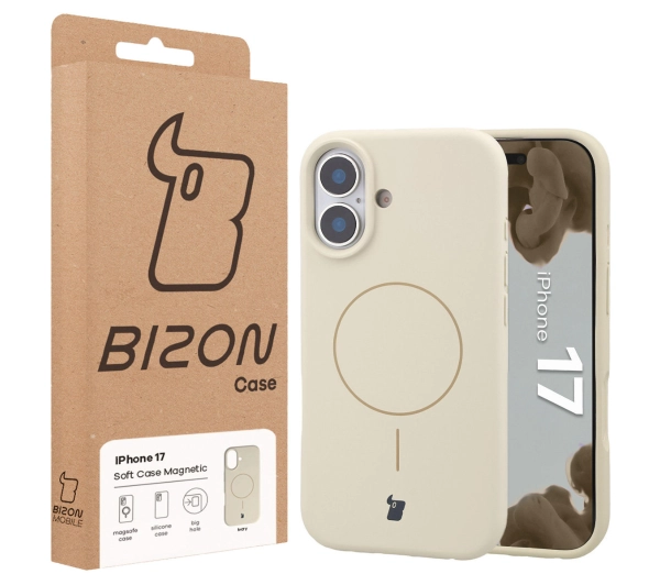 Bizon Silikonowe Soft  z MagSafe do Apple iPhone 17 Ecru