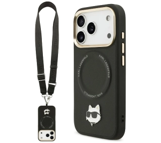 Karl Lagerfeld Big Strap Choupette Metal Logo MagSafe do iPhone 17 Pro Czarny