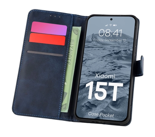 Bizon z klapką Pocket do Xiaomi 15T Granatowy