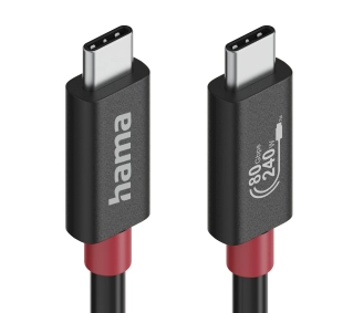 Hama USB-C do USB-C 80Gpbs 240W 1m Czarno-Czerwony 
