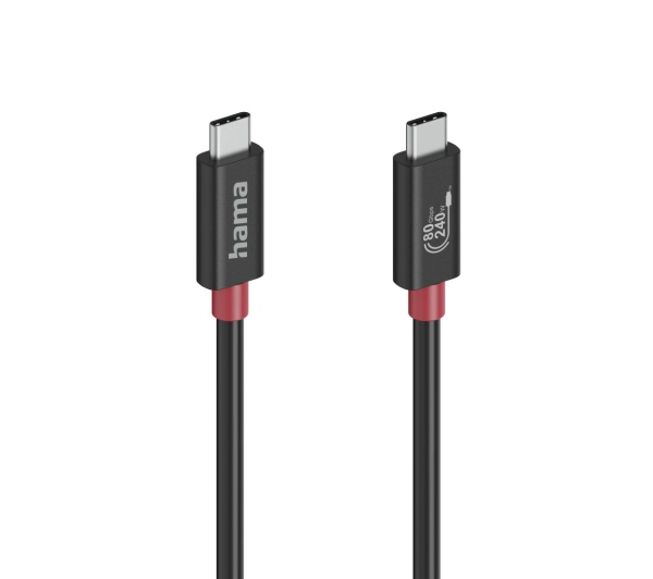 Hama USB-C do USB-C 80Gpbs 240W 1m Czarno-Czerwony 
