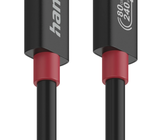 Hama USB-C do USB-C 80Gpbs 240W 1m Czarno-Czerwony 