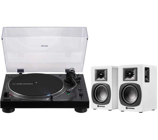 Audio-Technica AT-LP120XBT-USB Manualny Napęd bezpośredni Przedwzmacniacz Bluetooth Czarny + Kolumny AT-SP3X