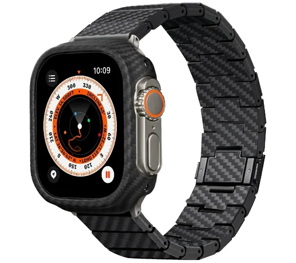 Pitaka Carbon Fiber Modern do Apple Watch 1/2/3/4/5/6/7/8/9/10/11/SE/SE 3/Ultra/Ultra 2/Ultra 3 Czarno szary