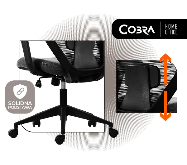 Cobra Office One HF306BK Biurowy do 150kg Tkanina Czarny - Kup na Raty - RRSO 0%