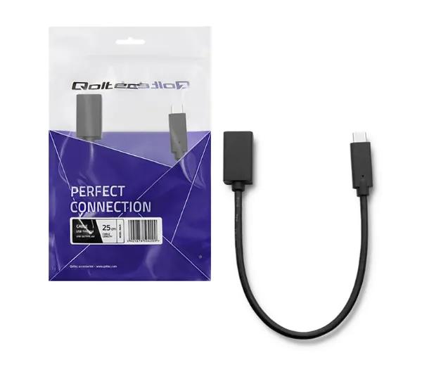 Qoltec 50421 USB 3.1 typ C - USB 3.0 typ A 0,25m Czarny