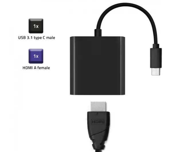 Qoltec 50375 HDMI do USB-C Czarny