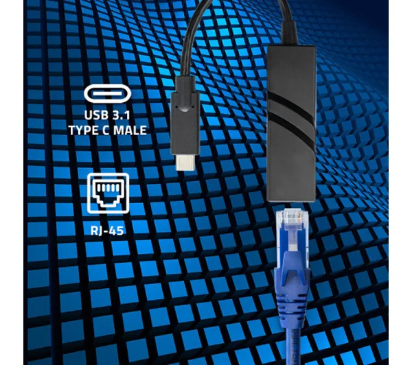 Qoltec 50378 RJ-45 do USB-C Czarny