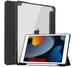 Bizon Case Tab Clear Matt z klapką do iPad 9/8/710.2 2021/2020/2019 Czarny